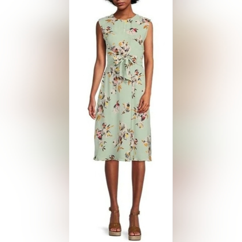 Ralph Lauren Midi Dress. Black Label Sz 8. Sleeveless Tie Front. NWT Scandi Girl